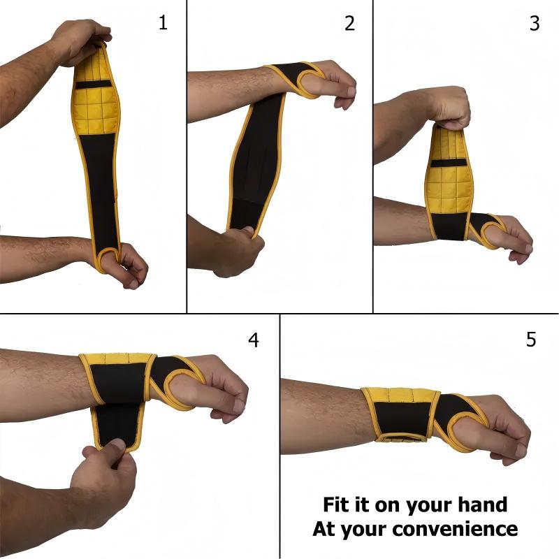 Magnetic Tool Storage Wrist Band with Thumb Wrap Strong Adsorption for Metal Parts