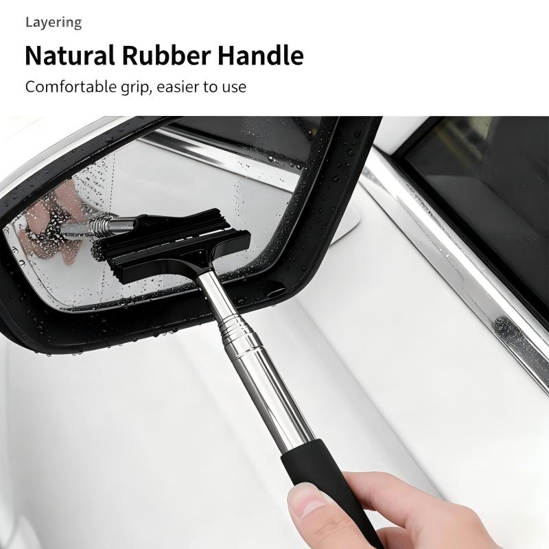 Multipurpose Telescopic Car Snow Scraper with Squeegee for Windshield and Side Mirror