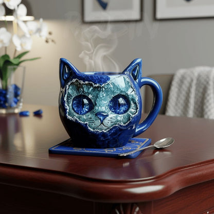 🔥Last Day 50% OFF💎🐱☕NEW Handmade Crystal Cat Face Mugs – Limited Edition