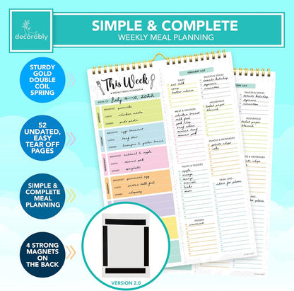 🔥LAST DAY 50% OFF📝Weekly Meal Planner Magnet with Grocery List