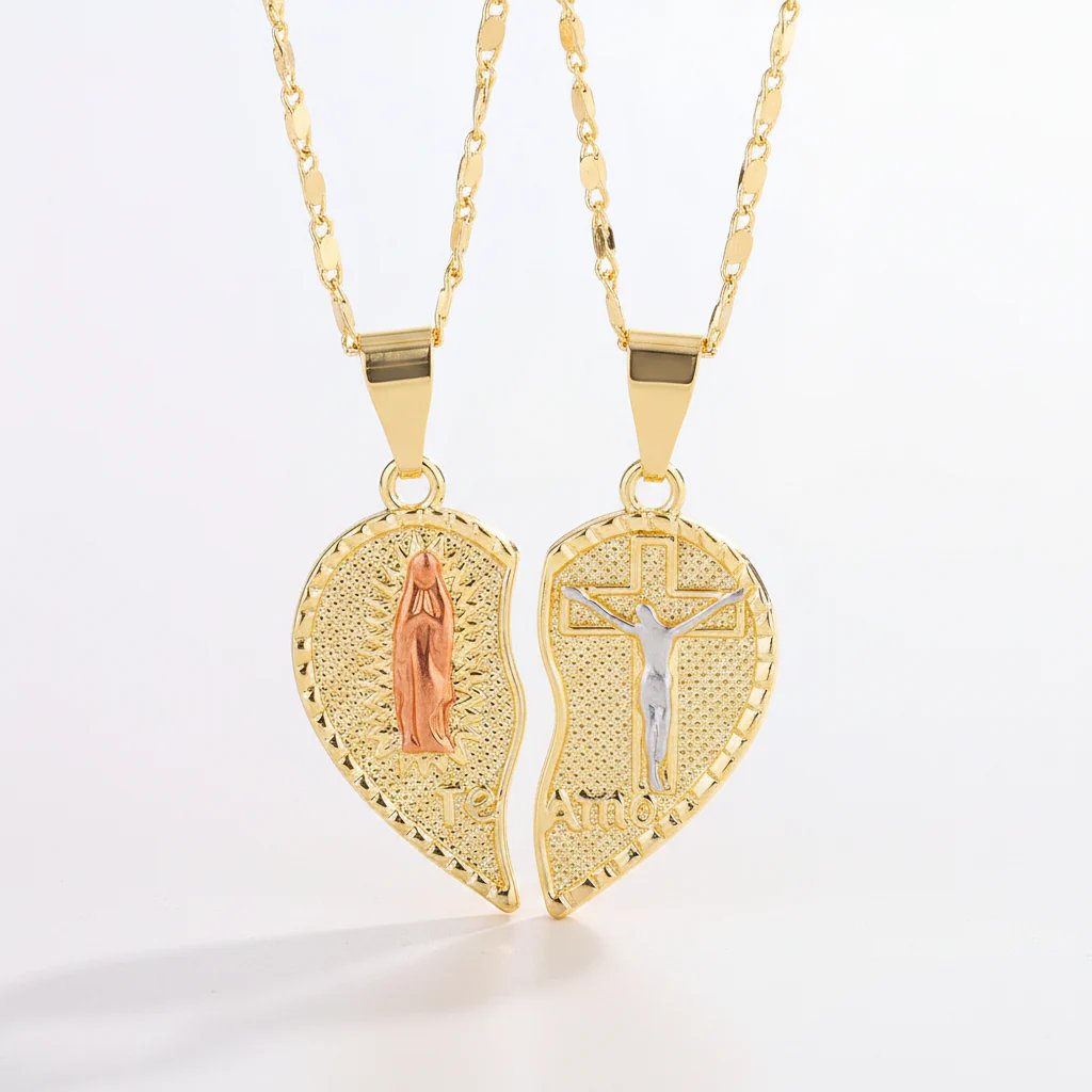 🔥Last Day 49% OFF - 🙏Virgin Mary Layered Heart Combination Prayer Couple Necklace