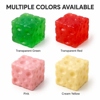 🔥✨Cheese Cube Squishy Toy - Yellow, Pink, Red & Green