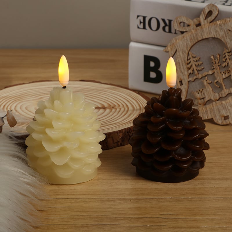🔥LAST DAY SALE 50% OFF🎄Flameless Pinecone Candles Battery Operated