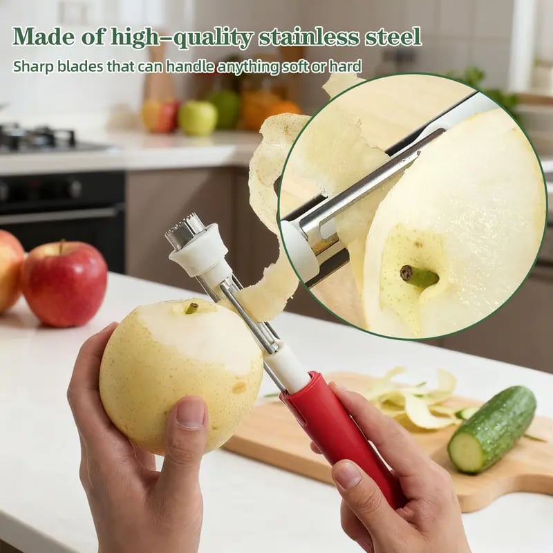 🥳2026 HOT SALE🥳💞50K+ SOLD!🔪🛒! The 2-in-1 Kitchen Hero: Core & Peel with a Twist. Stainless Steel Fruit Tool! 🍎⏱️