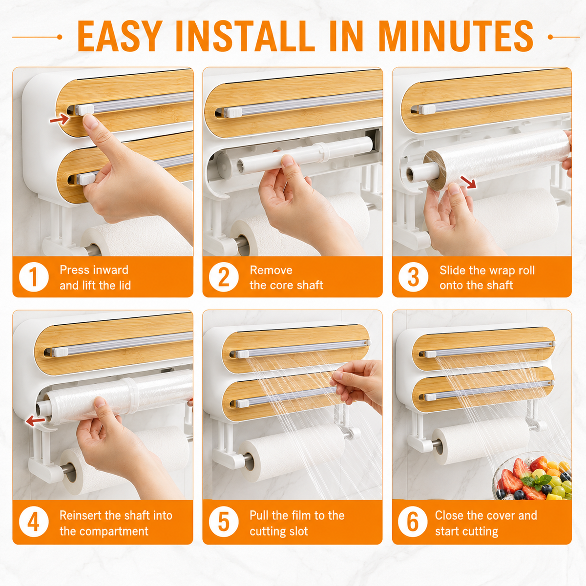 🚚 📦4-in-1 Magnetic Kitchen Wrap Dispenser with Cutters