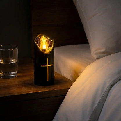 🕯️Flameless Pillar LED Candle with Gold Cross✝️Set of 2