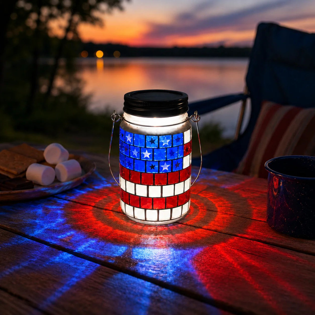 🔥Last Day 49% OFF - ✨4th of July Solar Patriotic Mason Jar Lantern
