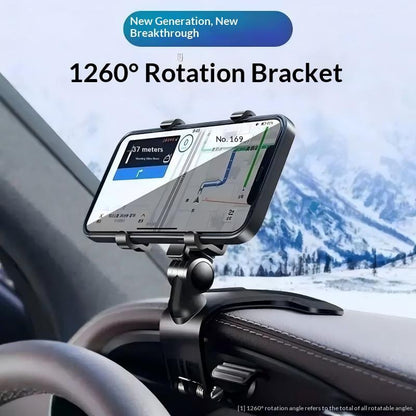 Multifunctional Car Phone Mount for Center Dashboard or Rearview Mirror Navigation Support Bracket