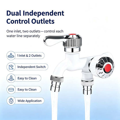Dual Outlet Washing Machine Plastic Faucet, 1 In 2 Out Water Plastic Tap