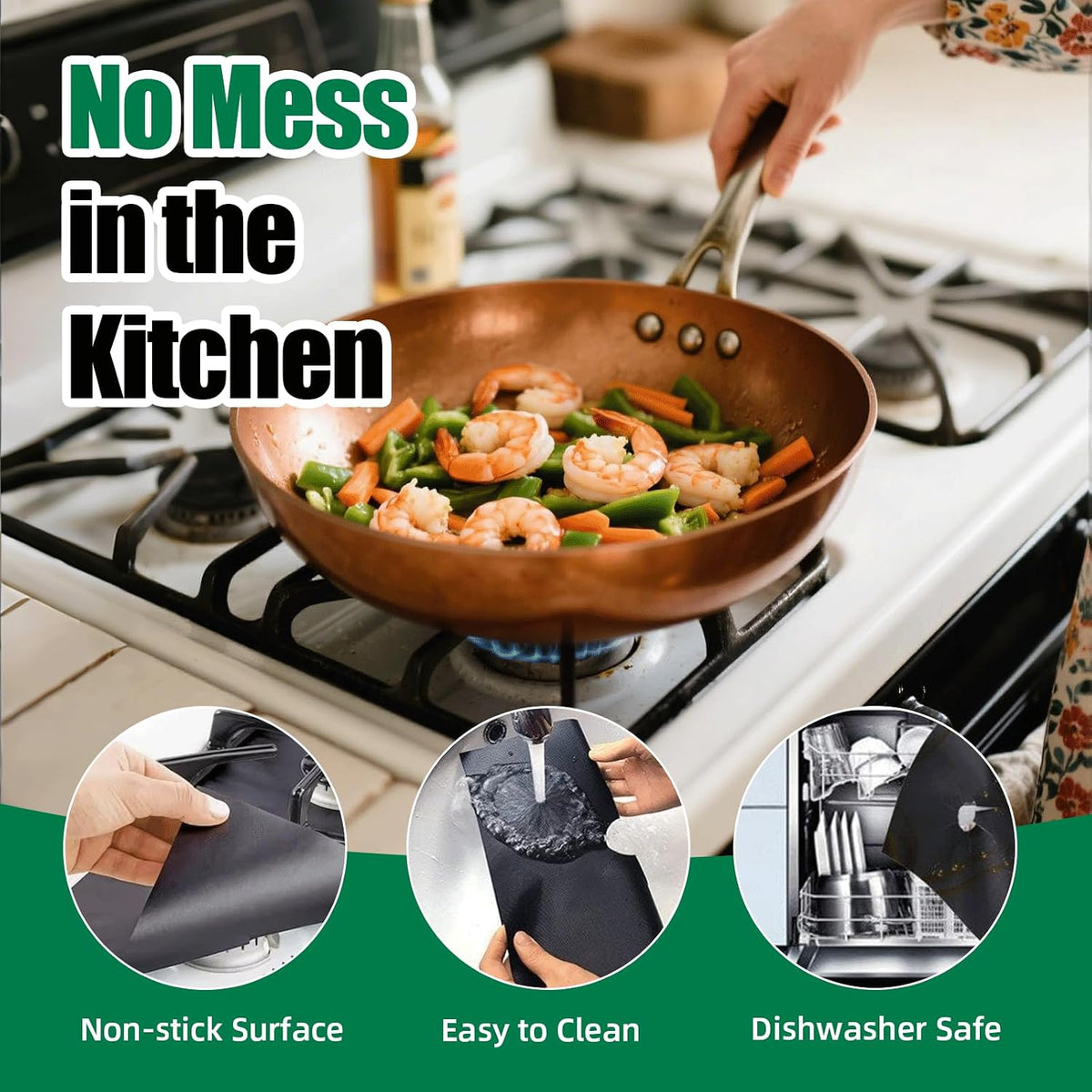 🧽4-Piece Reusable Non-Stick Gas Stove Burner Covers – Heat-Resistant & Washable