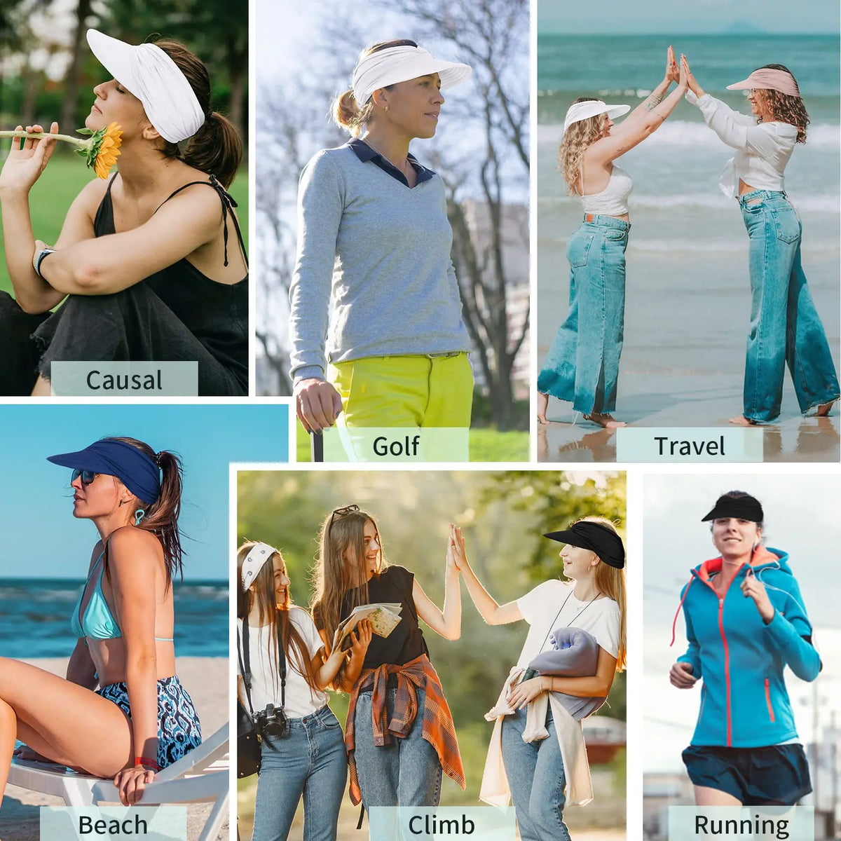 UPF 50+ Sun Visor Ponytail Hat