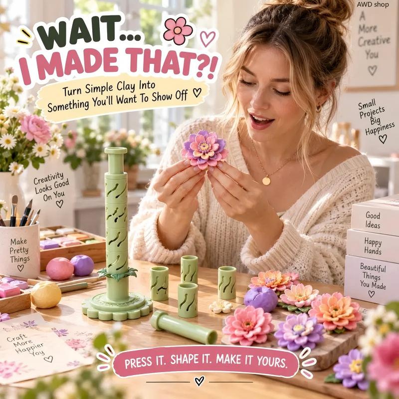 Modular Clay Bloom Maker DIY Polymer Clay Flower Shaping Tool Set for Handmade Floral Crafts