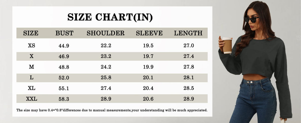 Women Long Sleeve Cropped Sweatshirt Oversized Crew Neck Workout Tops