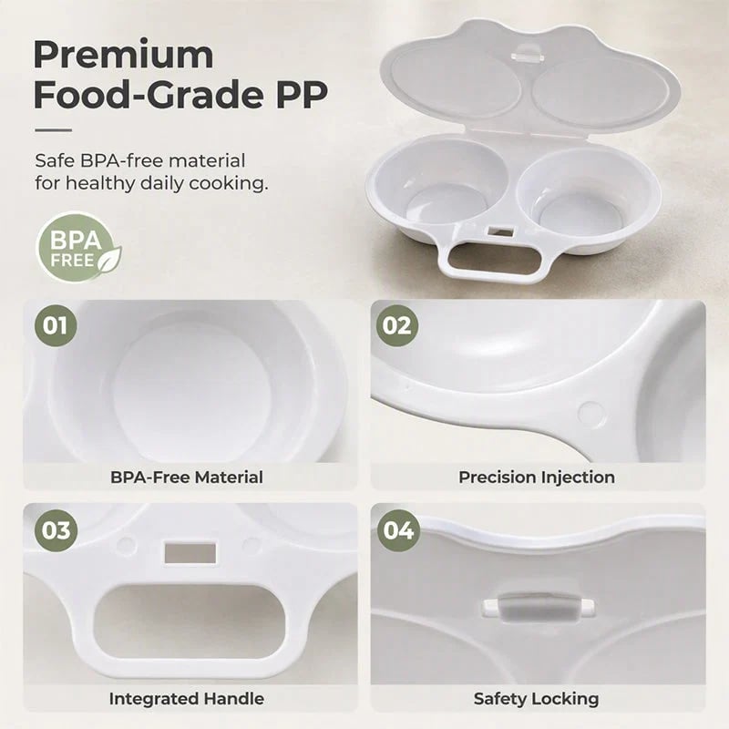 🥳2026 HOT SALE🥳💞50K+ SOLD! 🥗🎁 50% OFF! Microwave Egg Poacher——Dual‑cavity, non‑stick & easy clean. Healthier than frying – stock up & save! 🏠✅