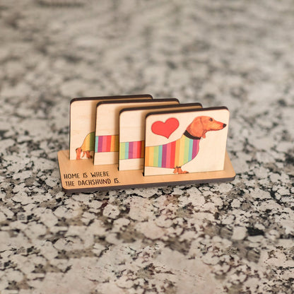Dachshund Wood Coaster Set