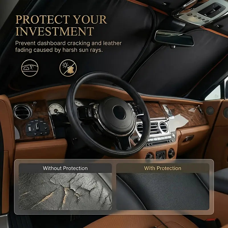 2026 New Portable Heat-Insulating Vehicle Sunshade, Upgraded Thickened Front Window Sun Shade☀️🚗