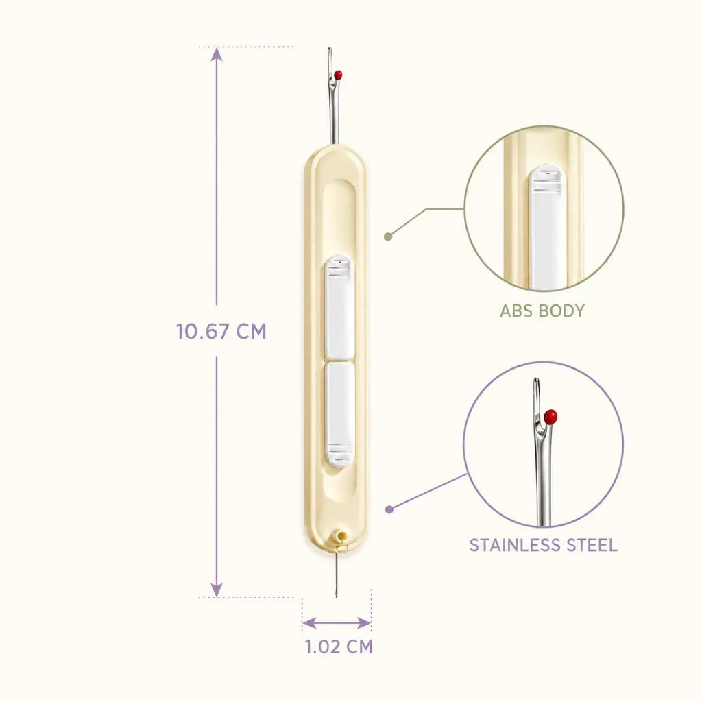 2-in-1 Needle Threader & Retractable Seam Ripper Tool