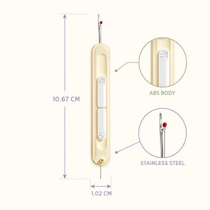 2-in-1 Needle Threader & Retractable Seam Ripper Tool