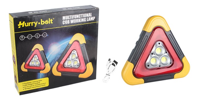 🔥2 in 1 Solar powered triangle roadside warning light
