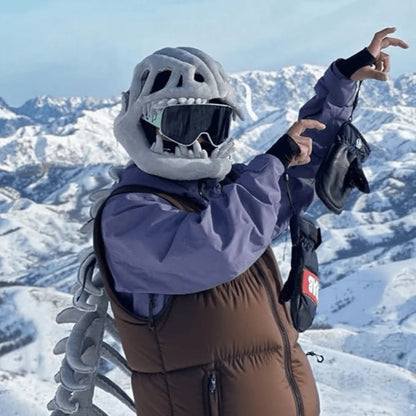 Dinosaur Skeleton Costume — Movable Jaw & Plush Tail (Ages 3-10)