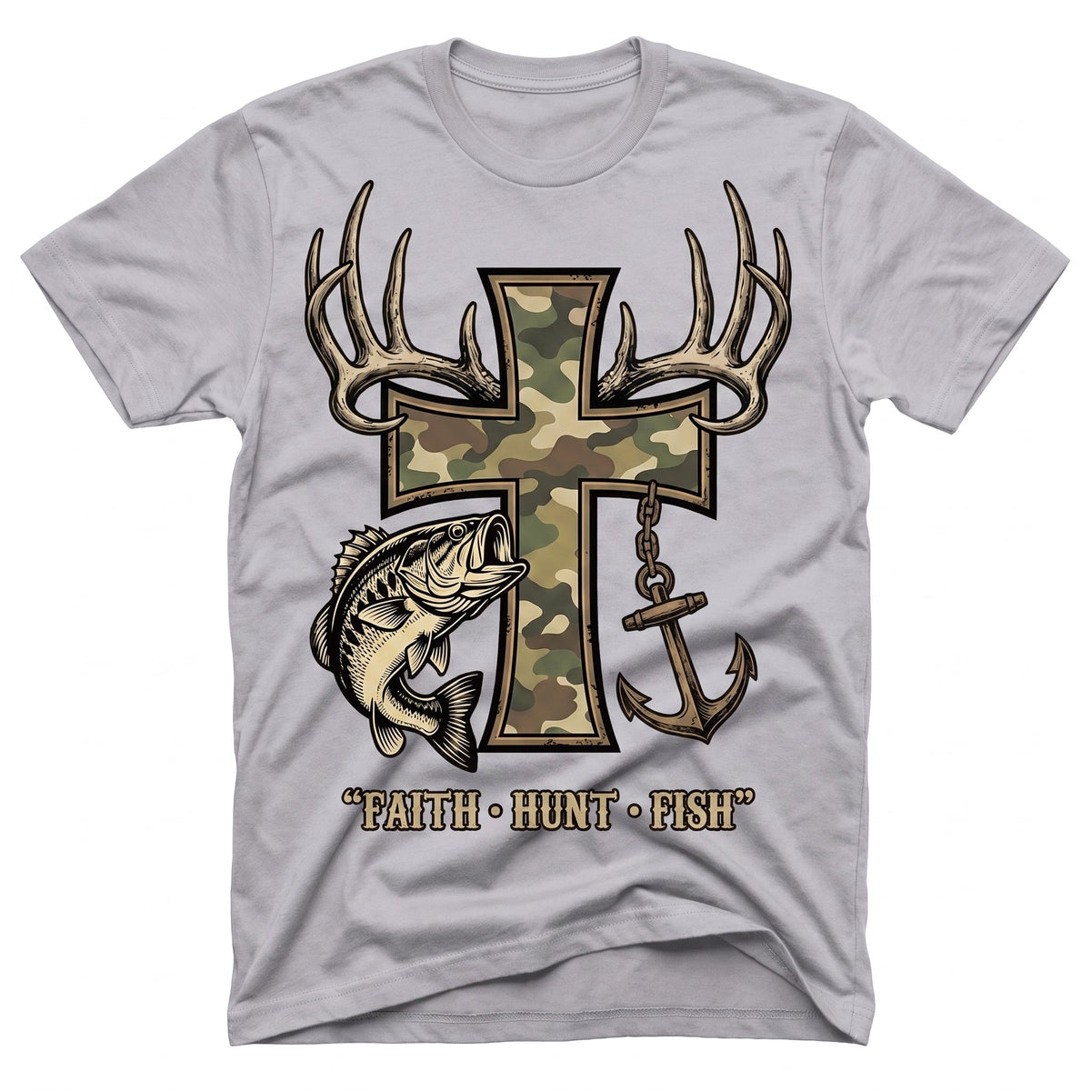 Faith Hunt Fish Cross WN0707001CL Unisex T-shirt