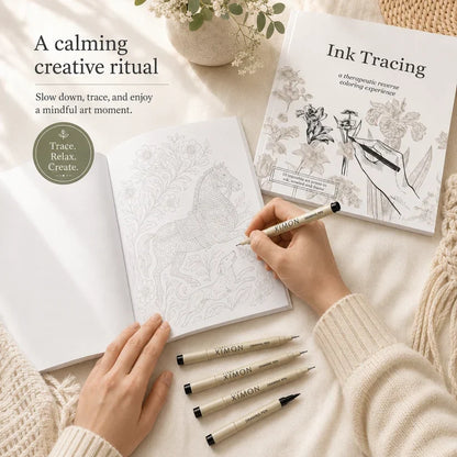 Beginner-Friendly💕Ink Tracing: A Therapeutic Reverse Coloring Experience📚(Deluxe Edition)