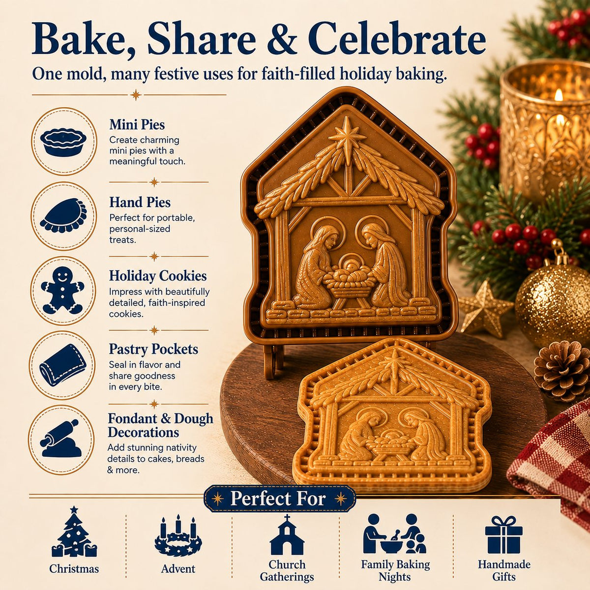 ✝️ Faith & Nativity Christmas Mini Pie Mold Collection