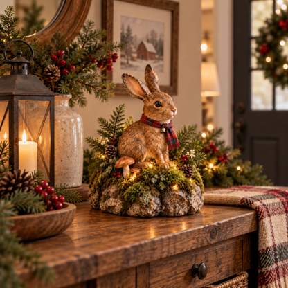 Meet Your New Forest Friend: Lighted Christmas Bunny Statue🐇