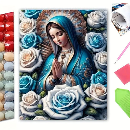 ✨🕊️5D Virgin Mary Diamond Painting Kit 40x50cm💎Full Round Diamonds | 🎨High-Definition Canvas | No Skill Needed