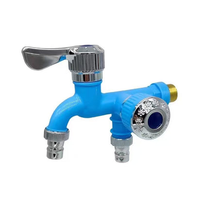 Dual Outlet Washing Machine Plastic Faucet, 1 In 2 Out Water Plastic Tap