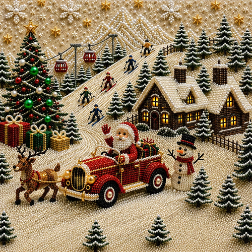 🧘Cozy & Creative-💎 Christmas Pearl Diamond Art Kit With Display Frame