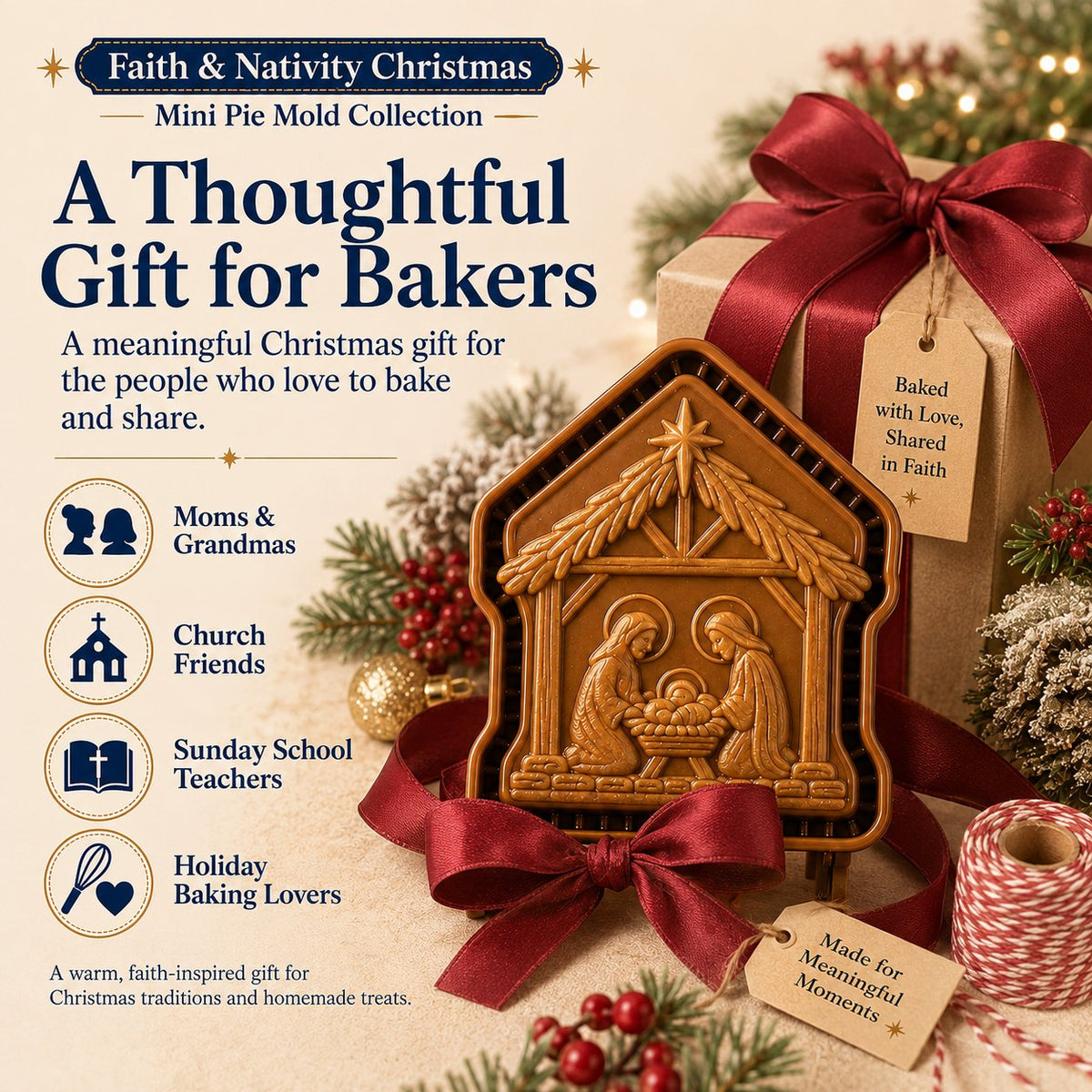 ✝️ Faith & Nativity Christmas Mini Pie Mold Collection