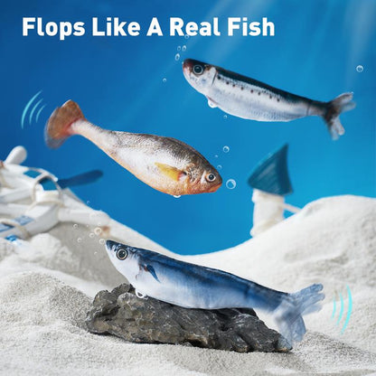 3 Pack Bitesized Realistic Flopping Fish Cat Toys, Interactive Cat toys