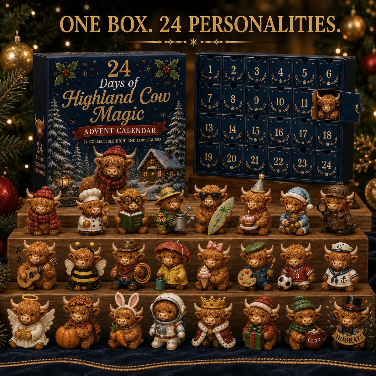 ⏳ Last Day 50% OFF – 🐮 24 Days of Highland Cow Advent Calendar | 24 Unique Highland Cow Characters with Different Outfits, Hobbies & Personalities for a Cozy Christmas Countdown 🎄
