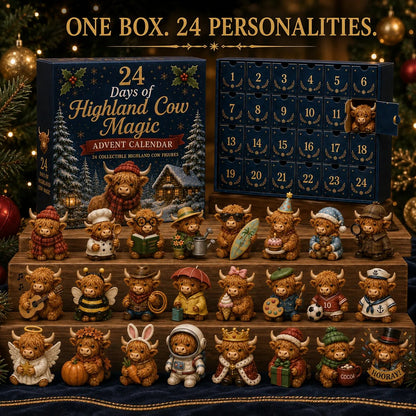 ⏳ Last Day 50% OFF – 🐮 24 Days of Highland Cow Advent Calendar | 24 Unique Highland Cow Characters with Different Outfits, Hobbies & Personalities for a Cozy Christmas Countdown 🎄
