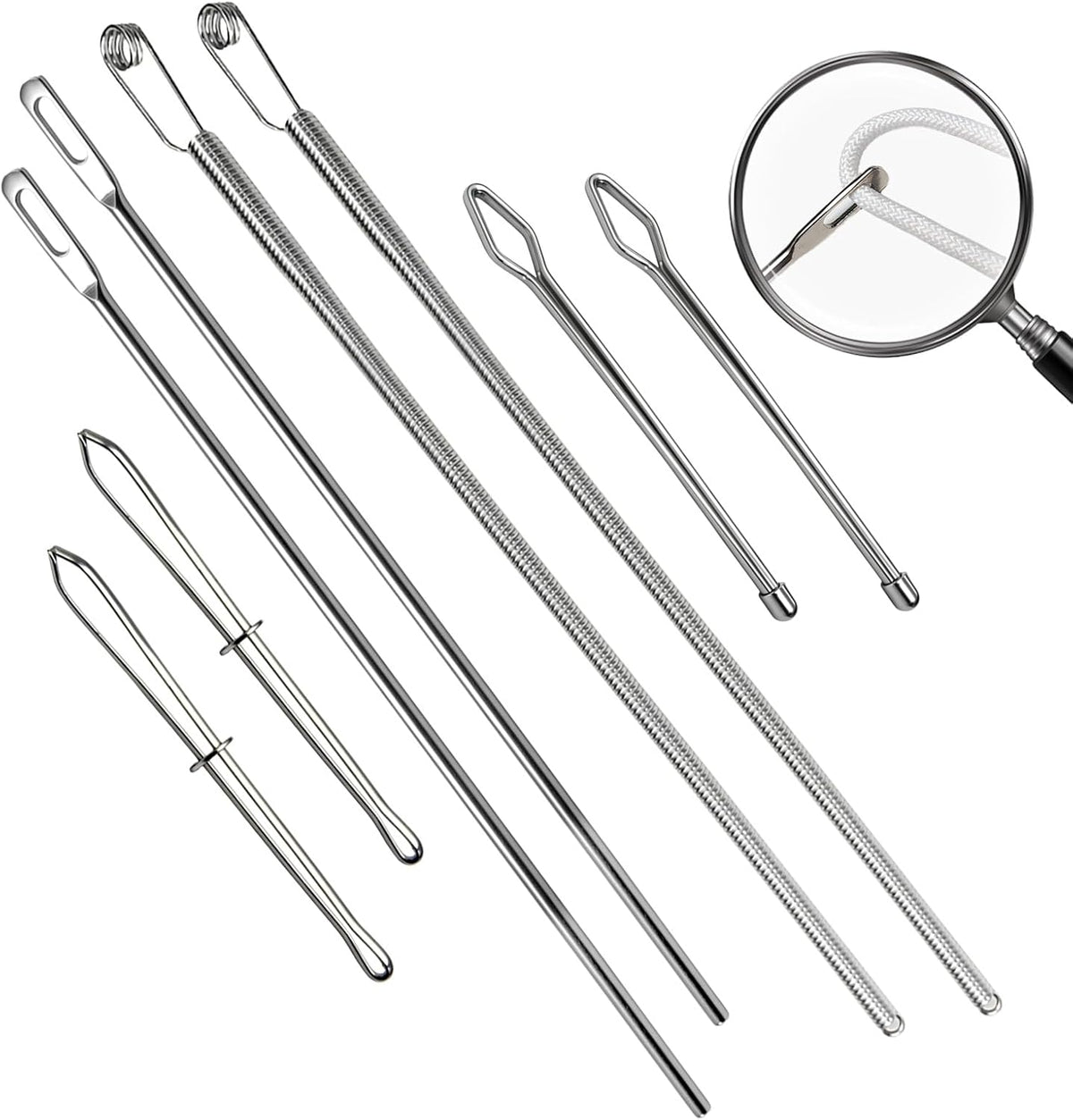 2Pcs Flexible Drawstring Threading Tool 🧵 Bendable Metal Spring Threader for Hoodies Pants Shoelaces
