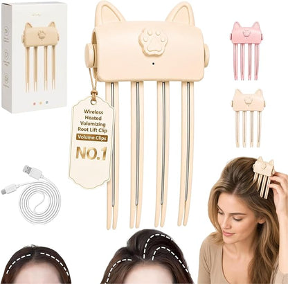📢50% OFF !! ⏰Wireless Heated Volumizing Root Lift Clip - Salon Crown Volume Styling Tool for Fine Flat Hair