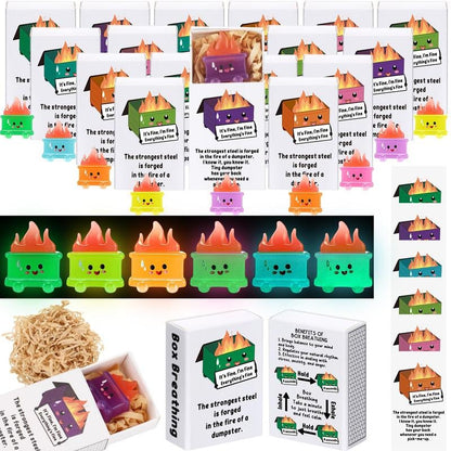 🎁 ✨ Glow-in-the-Dark Mini Dumpster Fire Resin Ornament Set(9 Pcs) – Valentine’s Desk Stress Relief Figurine🔥
