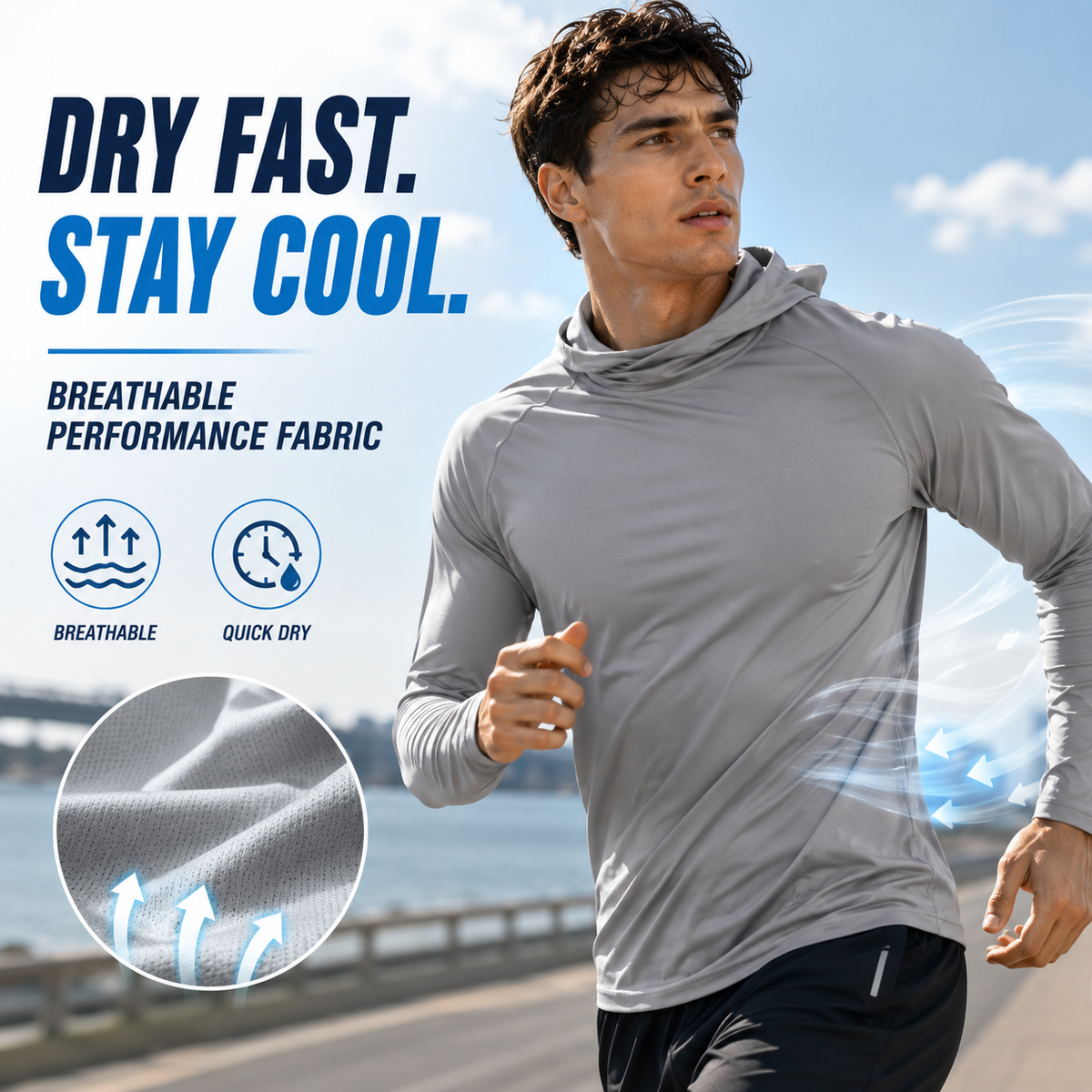 UPF 50+ Protection | Lightweight Active Hoodies for Men – Breathable, Quick-Dry & Built for The Outdoors