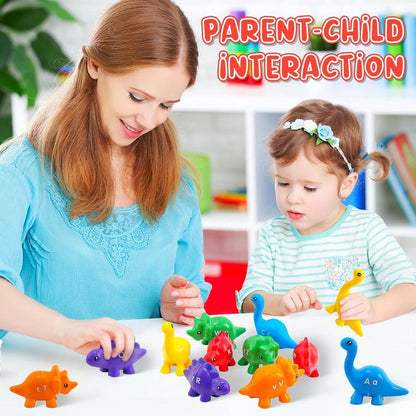 🦕 13 Colorful Dinosaurs · 26 Uppercase & Lowercase Letters Set for Toddlers