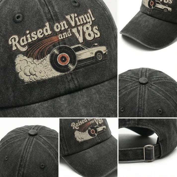 🚗🧢"Raised on Vinyl and V8s" The Gearhead Classic Cap