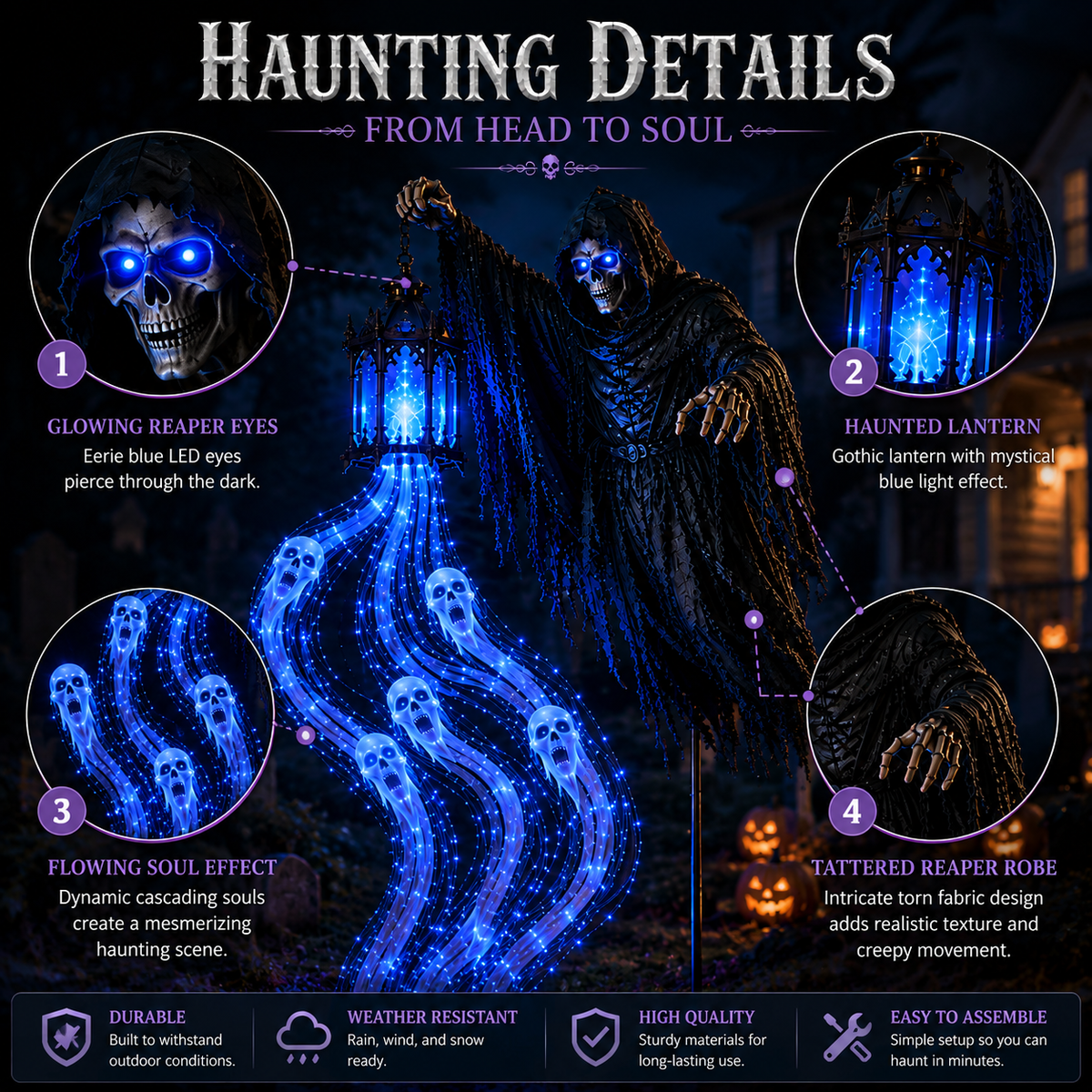 🎁💀The Grim Reaper’s Glowing Garden-A Spooky Halloween Yard Display