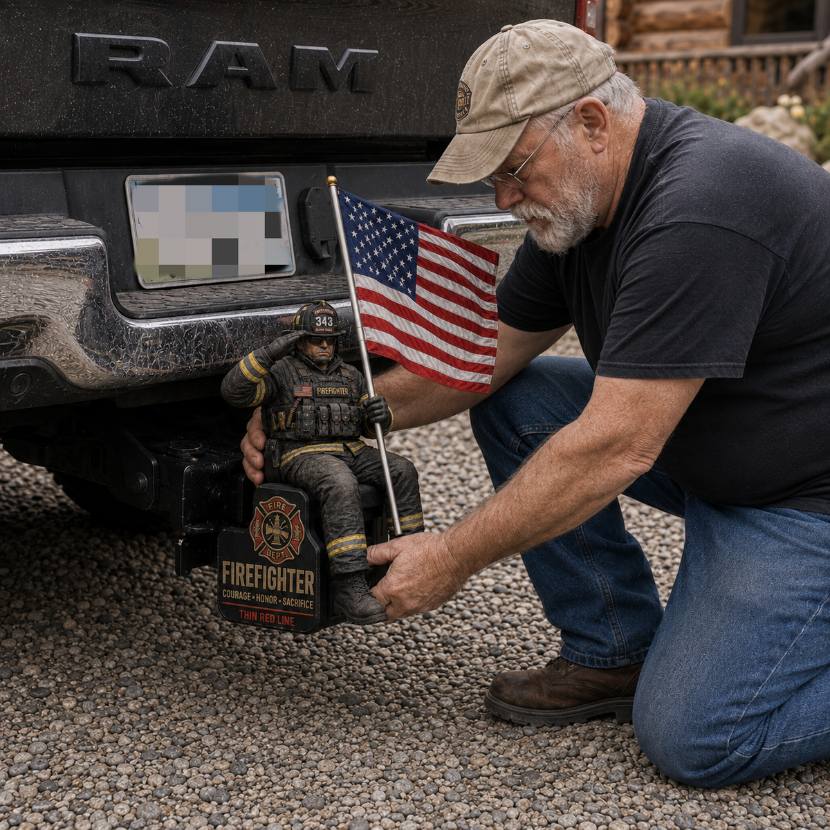 🏆 Hot Sale Promo: 49% OFF - Firefighter Thin Red Line Tribute Trailer Hitch Cover