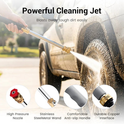 High-Pressure Water Gun – 3 Nozzles, Rustproof Aluminium Alloy, Effortless Deep Cleaning