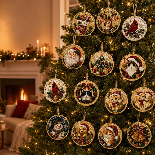 6-Piece Christmas Diamond Painting Ornament Kit – 4 Festive Collections