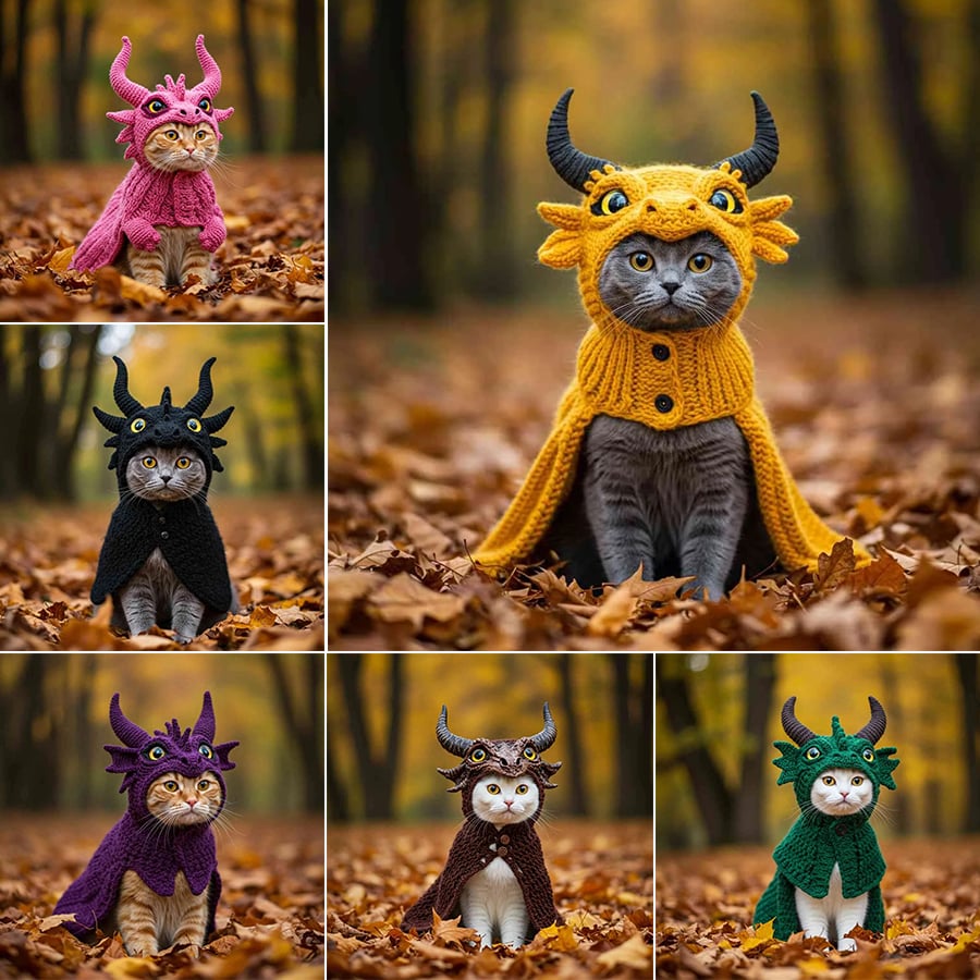 🔥Last Day 49% OFF - 🐉DIY Dragon Cat Hoodie Set🐾Handmade