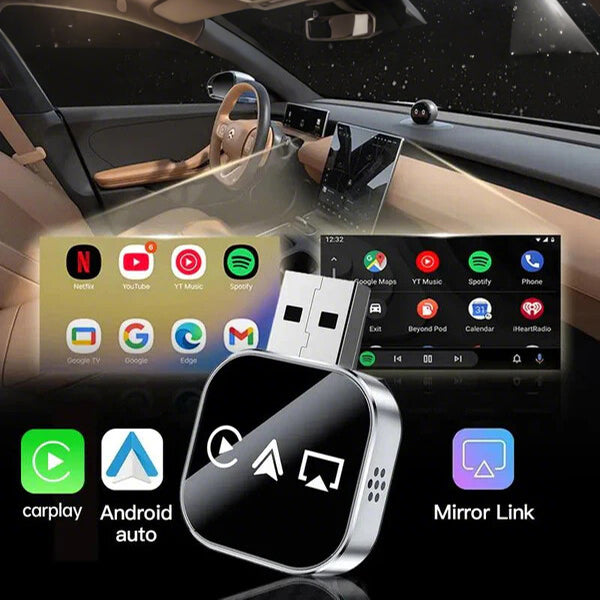 2026 Upgrade 3 in 1 Screen Mirror iOS & Android Phone, wired to wireless Carplay adapter