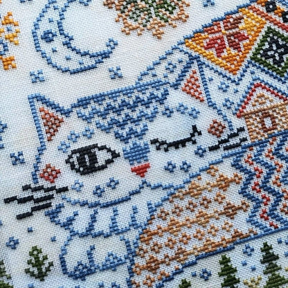 🔥Last Day 50% OFF - 🐱Winter Town Cat Cross Stitch Kit