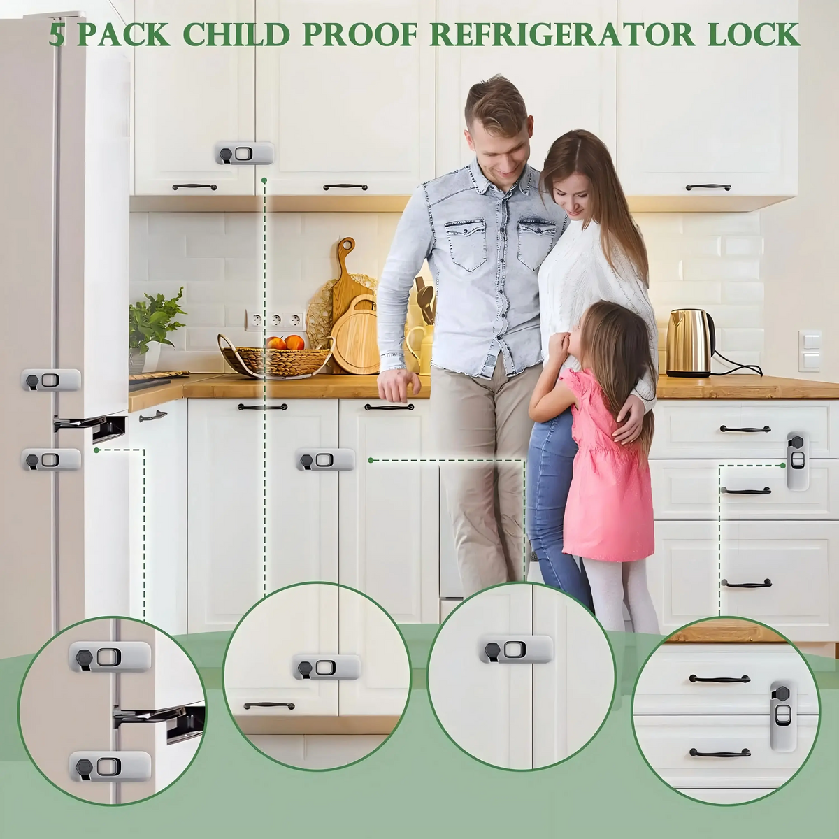 🔒 5-Pack Child Proof Refrigerator & Cabinet Locks