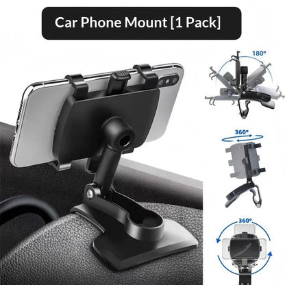 Multifunctional Car Phone Mount for Center Dashboard or Rearview Mirror Navigation Support Bracket